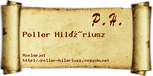Poller Hiláriusz névjegykártya